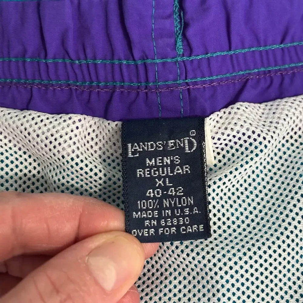 Lands‎ End Swim Trunks Mens XL Blue Shorts Thighs Out Pockets 4
